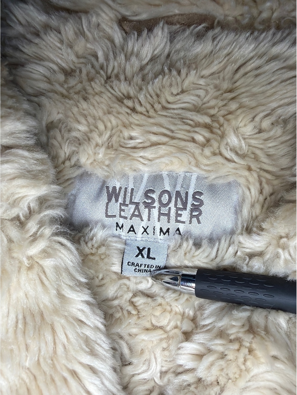 Vintage Wilsons XL Tan Distressed Suede Sherpa Trim Coat 70s Western Americana - Picture 3 of 11